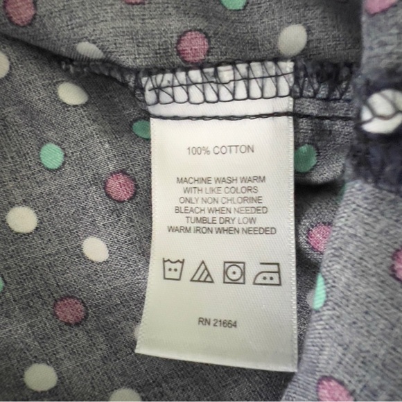 Foxcroft Multicolor Polka Dot Button Down Shirt 14 Shaped Navy - Picture 5 of 10